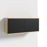 Hängeschrank mit zwei Kipptüren Zapopan 77, mit zwei Fächer, Farbe: Eiche Artisan / Schwarz, Maße: 40 x 100 x 40 cm, Push-to-open Funktion