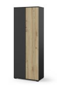 Garderobenschrank mit Push-to-open Funktion Valtierrilla 02, Farbe: Eiche Artisan / Schwarz, eine ausziehbare Kleiderstange, ein Fach, Maße: 185 x 70 x 40 cm
