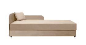 Tagesbett / Gästebett mit bequemer Polsterung Lobatos 83, Farbe: Beige, inkl. Kissen, Liegefläche: 80 x 195 cm, Stauraum, Kopfteil links