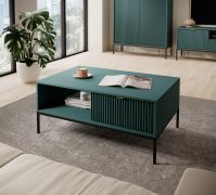 Couchtisch Worthing 08, Farbe: Grün / Schwarz / Gold - Abmessungen: 46 x 104 x 68 cm (H x B x T)