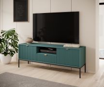 TV-Unterschrank Worthing 11, Farbe: Grün / Schwarz / Gold - Abmessungen: 56 x 154 x 39 cm (H x B x T)