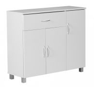 Vielseitig einsetzbare Kommode, Farbe: Weiß / Grau - Abmessungen: 75 x 90 x 30 cm (H x B x T), mit 4 Fächer & 1 Schublade