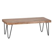 Einzigartiger Couchtisch aus Akazie Massivholz, Farbe: Akazie / Schwarz - Abmessungen: 40 x 60 x 115 cm (H x B x T), mit schöner Maserung
