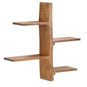 Wandregal aus Sheesham Massivholz, Farbe: Sheesham - Abmessungen: 60 x 58 x 15 cm (H x B x T)