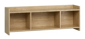 Wandregal | Farbe: Eiche | Hängeregal | drei geräumige Fächer | minimalistisches Design | Maße: 137 x 30 x 46 cm | ABS-Kantenschutz | für Wohnzimmer