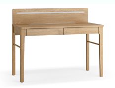 Schreibtisch | 2 Schubladen | Farbe: Eiche | 123 x 56 x 98 cm | Magnetstreifen zum Anheften von Notizen | 1 Kabeldurchführung | Soft-Close Funktion