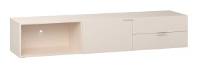 TV-Unterschrank | Farbe: Beige | zwei Schubladen | Griffe: Beige | Griffe: Eiche | 1 Kabeldurchführung | Maße: 187 x 42 x 36 cm | zwei Fächer | Soft-Close