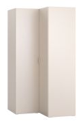 Eckkleiderschrank mit LED-Beleuchtung | Farbe: Beige | 1 Kleiderstange | Soft-Close-Funktion | 8 Fächer | Maße: 105 x 103 x 206 cm | Griffe: Beige