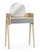 Schminktisch mit Spiegel | Farbe: Eiche / Graphit | Soft-Close-Funktion | eine Schublade | idealer Ort für Kosmetika | LED-Beleuchtung | Maße: 69,5 x 42 x 114 cm