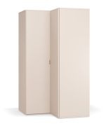 Eckkleiderschrank | Farbe: Beige | 2 Drehtüren | 2 Kleiderstangen | Maße: 101,5 x 103,5 x 194 cm | Griffe: Gold | inkl. LED-Beleuchtung mit Bewegungssensor
