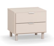 Nachtkommode | 2 Schubladen | Farbe: Beige | LED-Beleuchtung mit Berührungssensor | Maße: 45 x 40 x 39 cm | Soft-Close Funktion | für Schlafzimmer