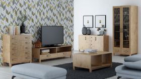 Wohnzimmer Komplett - Set A Alotau, 5-teilig, Farbe: Eiche