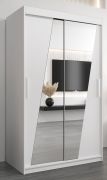 Schiebetürenschrank / Kleiderschrank Guajara 02 mit Spiegel, Farbe: Weiß matt - Abmessungen: 200 x 120 x 62 cm (H x B x T)