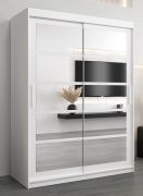 Schiebetürenschrank / Kleiderschrank Aizkorri 03B mit Spiegel, Farbe: Weiß matt - Abmessungen: 200 x 150 x 62 cm (H x B x T)
