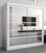 Schiebetürenschrank / Kleiderschrank Aizkorri 05B mit Spiegel, Farbe: Weiß matt - Abmessungen: 200 x 200 x 62 cm (H x B x T)