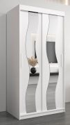 Schiebetürenschrank / Kleiderschrank Hacho 1 mit Spiegel, Farbe: Weiß matt - Abmessungen: 200 x 100 x 62 cm ( H x B x T)