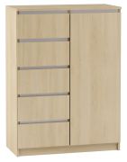 Kommode Kiunga 03, Farbe: Buche / Weiß - Abmessungen: 112 x 82 x 40 cm (H x B x T)