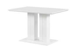 Esstisch Daures 117 in Weiß Hochglanz, eckiger edler Esszimmertisch, 120 x 80 cm, robust und stabil, elegantes Design
