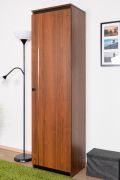 Schrank Mojokerto 20, Farbe: Walnuss / Schwarz - Abmessungen: 194 x 55 x 39 cm (H x B x T)