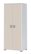 Drehtürenschrank / Kleiderschrank 12, Farbe: Weiß / Creme - Abmessungen: 198 x 84 x 56 cm (H x B x T)