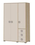 Drehtürenschrank / Kleiderschrank 14, Farbe: Buche / Creme - 198 x 126 x 56 cm (H x B x T)