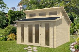 Steiner Shopping Gartenhaus Gamskofel 01 inkl. Fußboden - 70 mm Blockbohlenhaus, Grundfläche: 15,2 m², Doppelpultdach