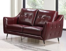 Echtleder Premium Couch Genova,  2-Sitz Sofa, Farbe: Weinrot