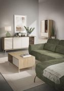 Wohnzimmer Komplett - Set C Tamino | 3-teilig | mit hellen Design | Farbe: Eiche / Kaschmir | ABS-Kantenschutz | 1 Vitrine | 1 Sideboard | 1 Couchtisch