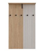Garderobe mit 5 Hacken | 67 x 20,5 x 102,5 cm | Eiche Cremona / Beige | eine Ablagefläche | modernes Design | für den Vorraum