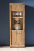 Vitrine Athens 02 | 1 Tür | Griffe: Kunststoff | Maße: 65 x 40 x 195 cm | Farbe: Eiche Evoke | 5 Fächer | Soft-Close | leiser Türschließmechanismus