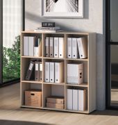 Regal Uppsala 06 | Farbe: Eiche Lindberg | viel Stauraum | 9 Fächer | 120 x 34 x 123 cm | für Büro und Homeoffice | modernes Design | ABS-Kanten | Beine: Schwarz