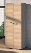 Kleiderschrank | Farbe: Eiche Lindberg | 2 Drehtüren | 2 Fächer | 79 x 51 x 203 cm | für Büro und Homeoffice | abschließbar | Soft-Close Funktion | 1 Kleiderstange