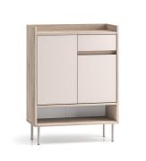 Kommode | schmal | Soft-Close-Funktion | Maße: 70 x 34 x 95 cm | 6 Fächer | Farbe: Eiche Cremona / Kaschmir | 1 Schublade | ABS-Kanten | für den Vorraum