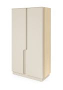 Kleiderschrank | Farbe: Eiche Mavelie / Macadamia | 2 Drehtüren | 1 Kleiderstange | 6 Fächer | 103 x 52 x 195 cm | Push-to-open | Drehtürenschrank