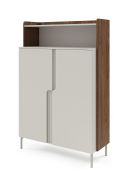 Kommode | Farbe: Kaschmir / Alba-Walnuss | 2 Drehtüren | 3 Fächer | 103 x 42 x 160 cm | Highboard | Metallfüße | Push-to-open Funktion