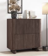 Kommode | 4 Drehtüren | Push-to-open Funktion | Farbe: Walnuss Lincoln | 8 Fächer | 100 x 40 x 100 cm | Push-to-open Funktion | Lamellen Front | für Wohnzimmer