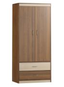 Drehtürenschrank / Kleiderschrank Pasuruan 02, Farbe: Nuss / Ahorn - Abmessungen: 195 x 85 x 55 cm (H x B x T)