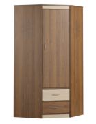 Drehtürenschrank / Eckkleiderschrank Pasuruan 16, Farbe: Nuss / Ahorn - Abmessungen: 195 x 85 x 85 cm (H x B x T)