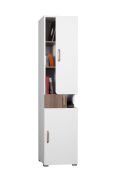 Schrank Bulolo 06, Farbe: Weiß / Nuss - Abmessungen: 198 x 45 x 38 cm (H x B x T)