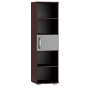 Regal Tabubil 16, Farbe: Wenge / Grau - Abmessungen: 145 x 41 x 41 cm (H x B x T)