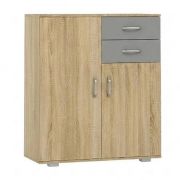 Kommode Ciomas 11, Farbe: Sonoma Eiche / Grau - Abmessungen: 104 x 90 x 40 cm (H x B x T)