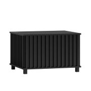Schwarzer Couchtisch mit Lamellen, 51 x 78 x 67 cm, ABS-Kanten, Metallbeine, elegantes Design, hochwertig verarbeitet