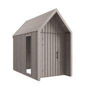 Geräteschuppen / Gerätehaus | 1 Fenster aus Sicherheitsglas | Außenmaße: 162,4 x 285,7 cm | Grau-Beige | Grundfläche: 4,64 m² | Malmö 14 | Satteldach