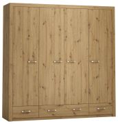 Drehtürenschrank / Kleiderschrank Vanimo 25, Farbe: Eiche - Abmessungen: 202 x 200 x 54 cm (H x B x T)