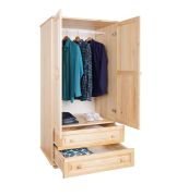 Kleiderschrank Holz natur 010 - Abmessung 190 x 80 x 60 cm (H x B x T)