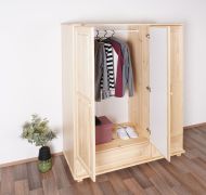 Kleiderschrank Massivholz natur 019 - 190 x 120 x 60 cm (H x B x T)