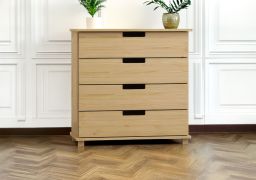 Kommode Kiefer massiv Vollholz natur 003 - Abmessung 100 x 80 x 42 cm (H x B x T)