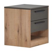 Nachtkommode Cerdanyola 12, Farbe: Eiche / Grau - Abmessungen: 52 x 50 x 40 cm (H x B x T)