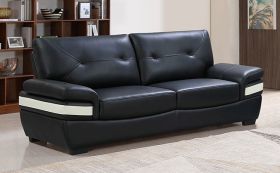 Echtleder Premium Couch Napoli, 3-Sitz Sofa, Farbe: Onyx-Schwarz