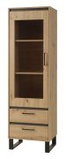 Vitrine Kanel 03, Farbe: Eiche / Anthrazit - Abmessungen: 195 x 60 x 41 cm (H x B x T)